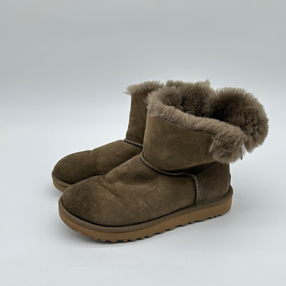 UGG Boots Womens 8 Bailey Bow‎ II Winter Snow Brown Suede Pull On 1016501 Y2K